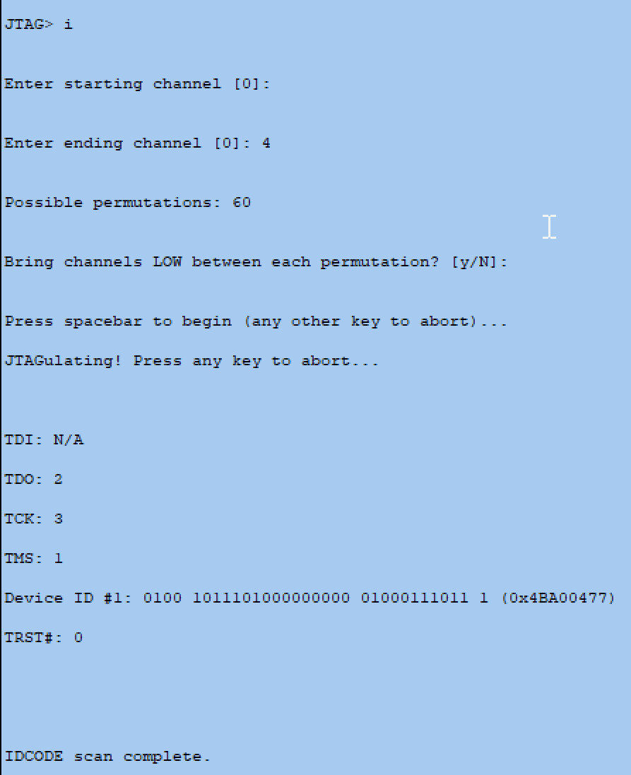 IDCODE Scan Terminal